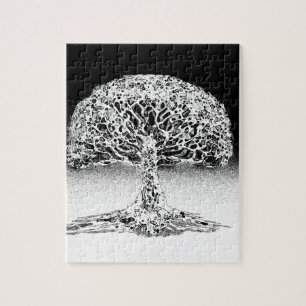 Tree of Life Coral Reef Black and White Jigsaw Puzzle