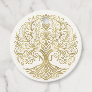 Tree of Life Cream & Gold Celtic Wedding Favor Tags
