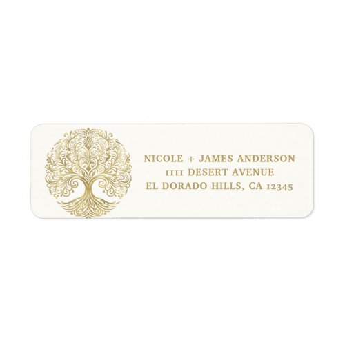 Tree of Life Cream  Gold Celtic Wedding Label