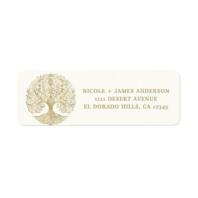 Tree of Life Cream & Gold Celtic Wedding Label (Front)
