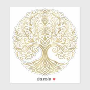 Tree of Life Cream & Gold Celtic Wedding Sticker