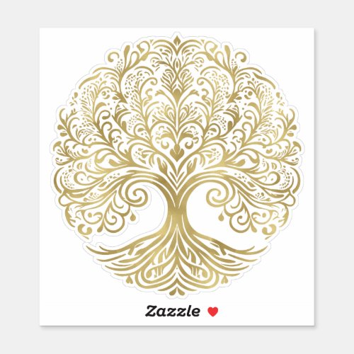 Tree of Life Cream  Gold Celtic Wedding Sticker