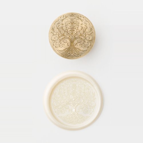 Tree of Life Cream  Gold Celtic Wedding Wax Seal Stamp