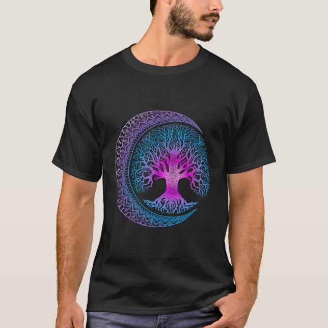 Tree Of Life Cresent Moon Phases Dala Yoga T-Shirt (Front)