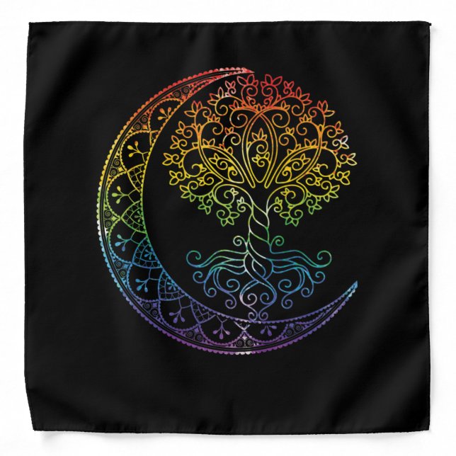 Tree of Life Cresent Moon Phases Mandala Yoga Gift Bandana (Front)