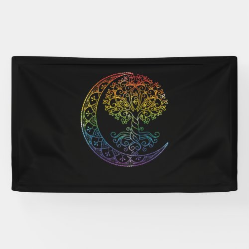 Tree of Life Cresent Moon Phases Mandala Yoga Gift Banner