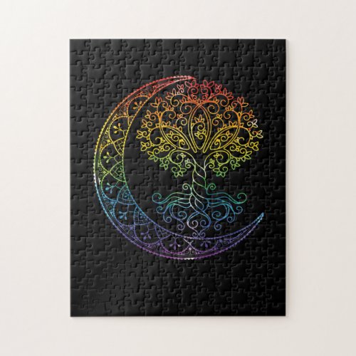 Tree of Life Cresent Moon Phases Mandala Yoga Gift Jigsaw Puzzle