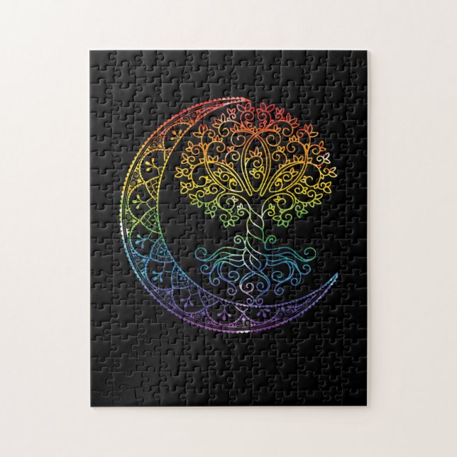 Tree of Life Cresent Moon Phases Mandala Yoga Gift Jigsaw Puzzle (Vertical)