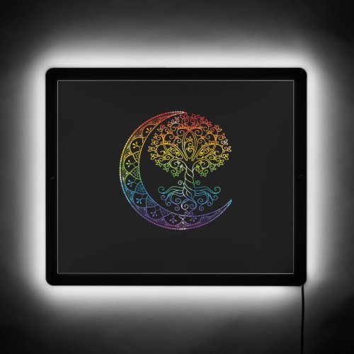 Tree of Life Cresent Moon Phases Mandala Yoga Gift LED Sign