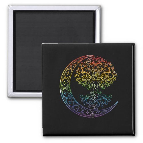 Tree of Life Cresent Moon Phases Mandala Yoga Gift Magnet