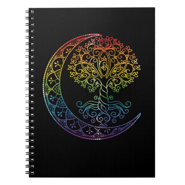 Tree of Life Cresent Moon Phases Mandala Yoga Gift Notebook (Front)