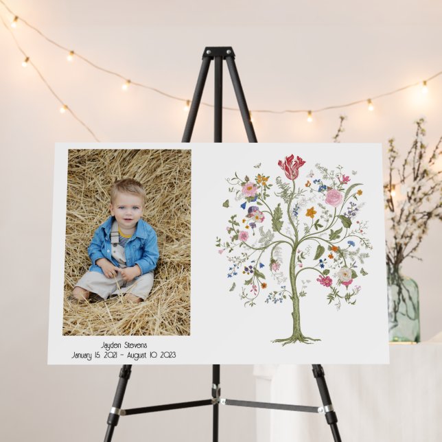 Tree of Life Custom Funeral Memorial Sign (In Situ (Stand))