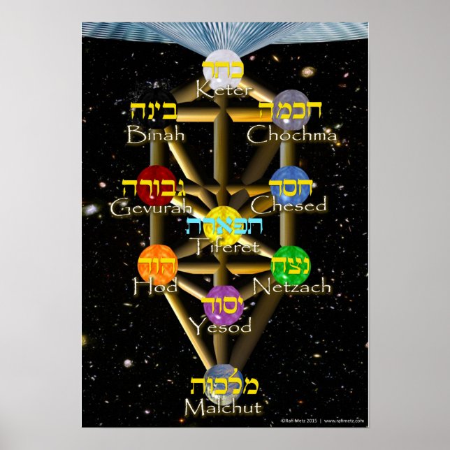 Tree of Life diagram with Hebrew and English Poster (Front)