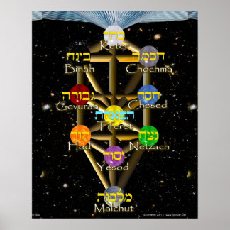 Tree of Life diagram with Hebrew and English Poster