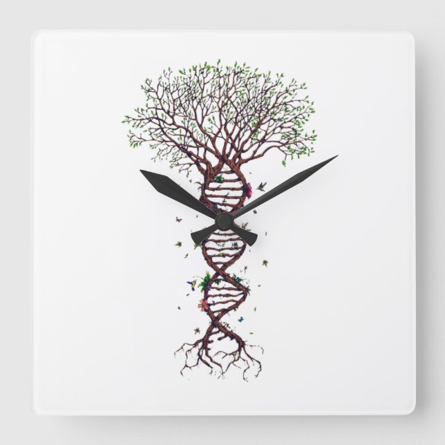 Tree of Life DNA Genetics Biology Environment Square Wall Clock (Front)