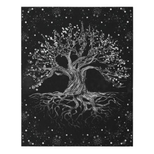 Tree of Life Drawing Black and White Faux Canvas Print