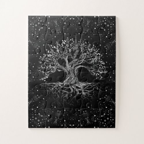 Tree of Life Drawing Black and White Jigsaw Puzzle