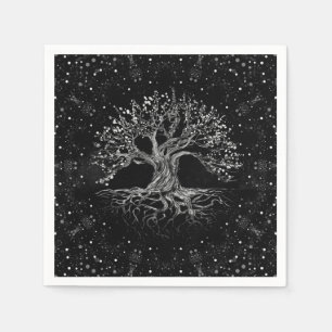 Tree of Life Drawing Black and White Napkins