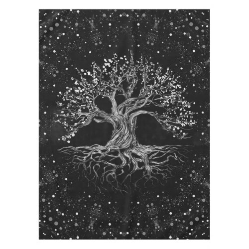 Tree of Life Drawing Black and White Tablecloth