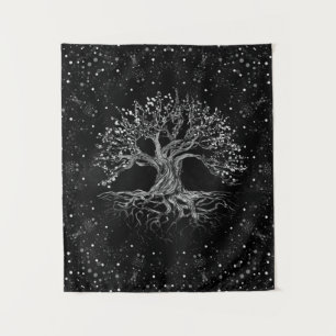 Tree of Life Drawing Black and White Tapestry
