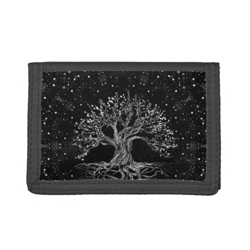 Tree of Life Drawing Black and White Trifold Wallet