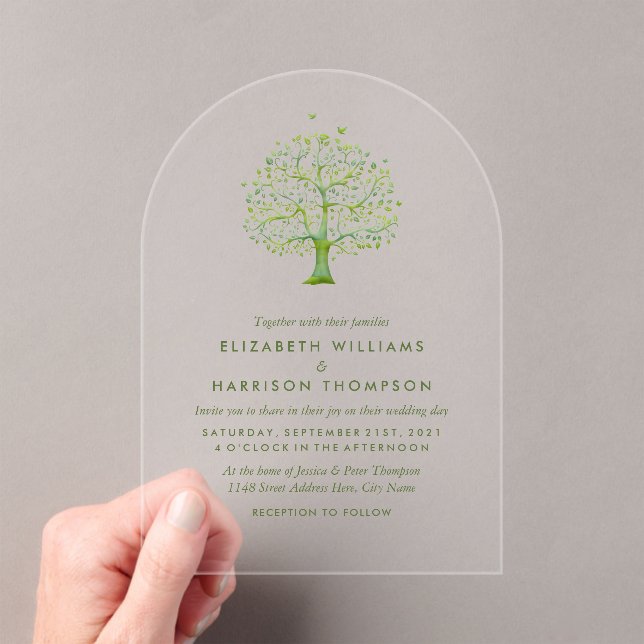 Tree of Life, Elegant Wedding Acrylic Invitations (Insitu (Handheld))