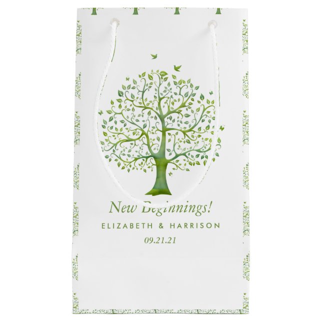 Tree of Life, Elegant Wedding Favor Small Gift Bag (Front)