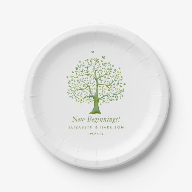 Tree of Life, Elegant Wedding Paper Plates (Front)
