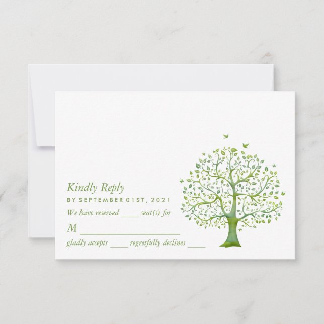 Tree of Life, Elegant Wedding RSVP Card (Front)