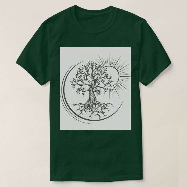 Tree of Life Esoteric Tattoo Drawn in Engraving St T-Shirt (Design Front)