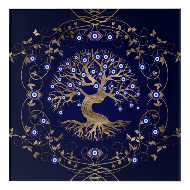 Tree of Life Evil Eye Ornament Acrylic Print (Front)