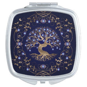 Tree of Life Evil Eye Ornament Compact Mirror