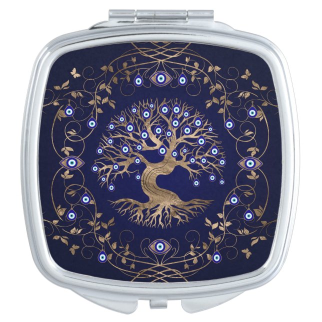 Tree of Life Evil Eye Ornament Compact Mirror (Front)