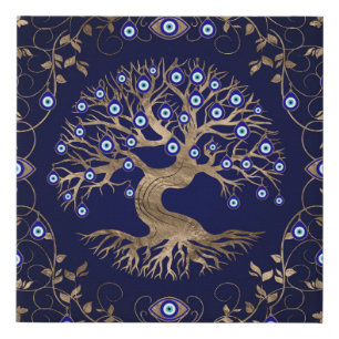 Tree of Life Evil Eye Ornament Faux Canvas Print