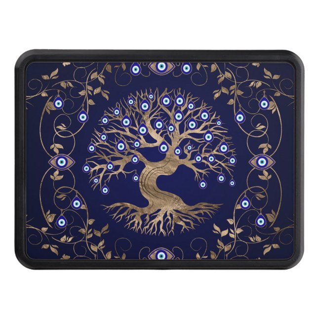 Tree of Life Evil Eye Ornament Hitch Cover (Front)