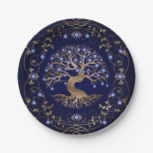 Tree of Life Evil Eye Ornament Paper Plates