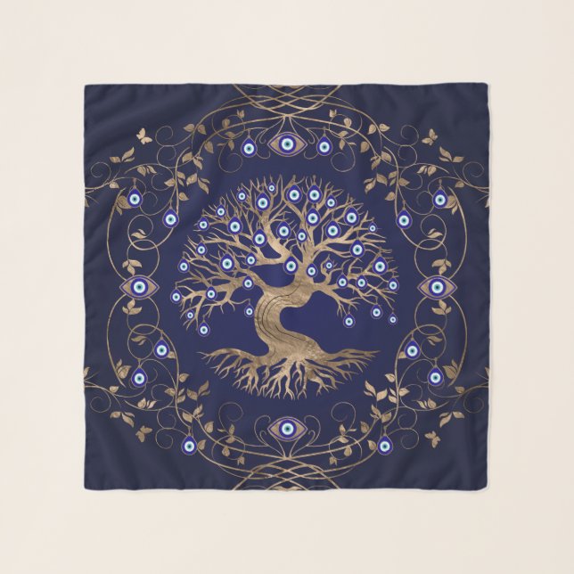 Tree of Life Evil Eye Ornament Scarf (Front)