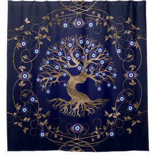Tree of Life Evil Eye Ornament Shower Curtain