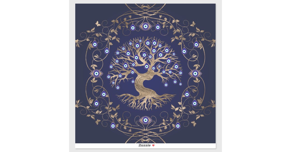 Tree of Life Evil Eye Ornament Sticker