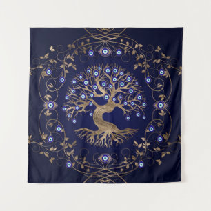 Tree of Life Evil Eye Ornament Tapestry