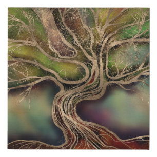 Tree of life - fall shadows faux canvas print
