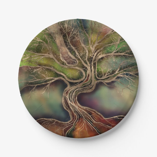 Tree of life - fall shadows paper plates (Front)