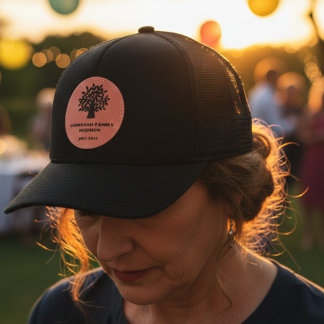 Tree of Life Family Reunion Gathering Keepsake Leather Patch Hat