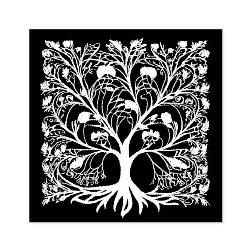 Tree of Life Floral Rubber Stamp