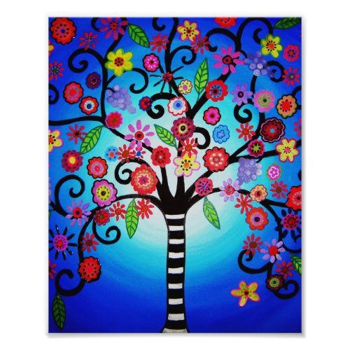 Tree of Life Flowers Painting Photo Print