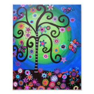 Tree of Life Flowers Painting Photo Print