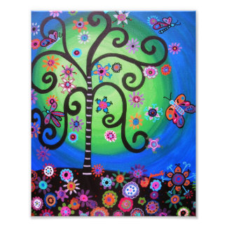 Tree of Life Flowers Painting Photo Print