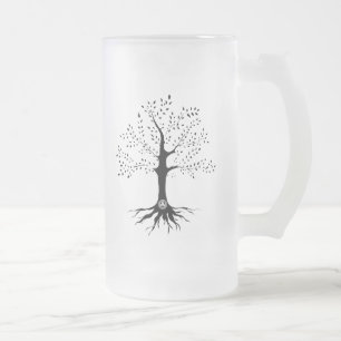 Tree of Life Frosted Glass Beer Mug