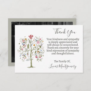 Tree of Life Funeral Photo Thank You, Sympathy Note Card
