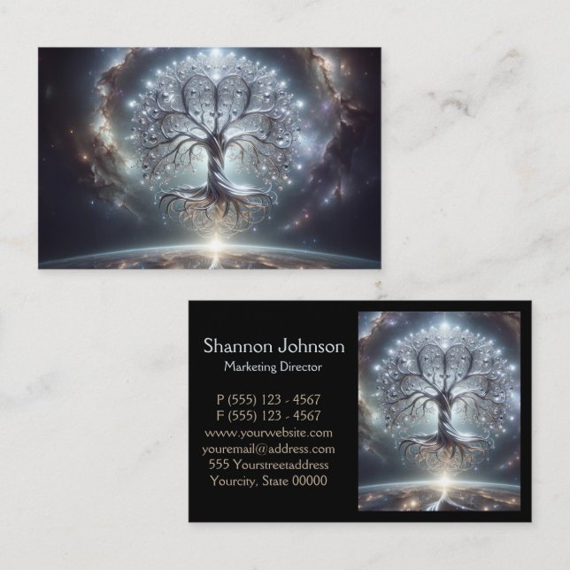 Tree of Life Galaxy Stars Heart Business Card (Front/Back)